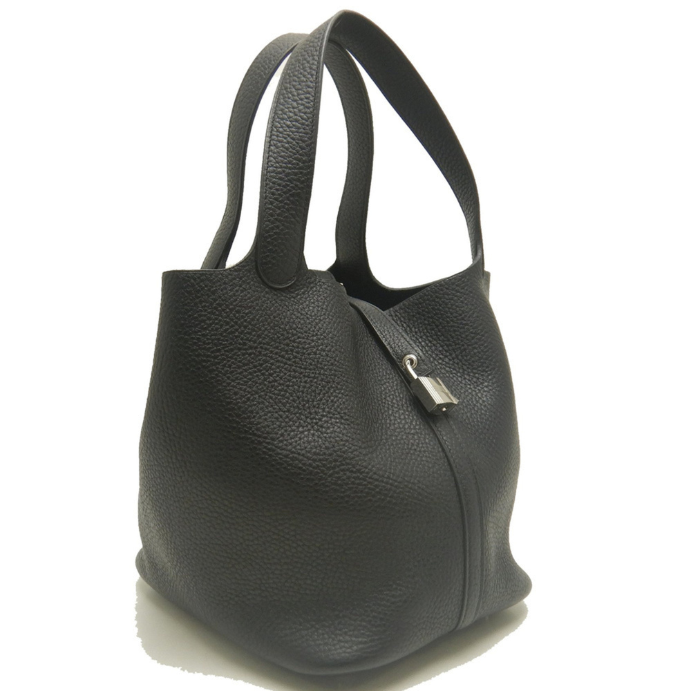 HERMES Picotin Lock MM H060991CK89 Handbag, Taurillon Clemence Leather, Noir ...